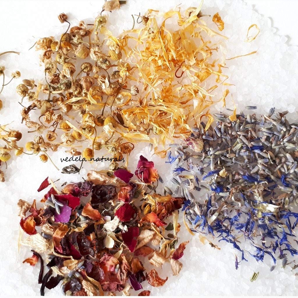 VÉDELA Naturals - Herbal Bath Salt with Lavender & Tea Tree Essential Oils | 250g Relaxing Detox Bath Soak for Stress Relief & Skin Care | Perfect for Spa Nights & Self-Care Rituals