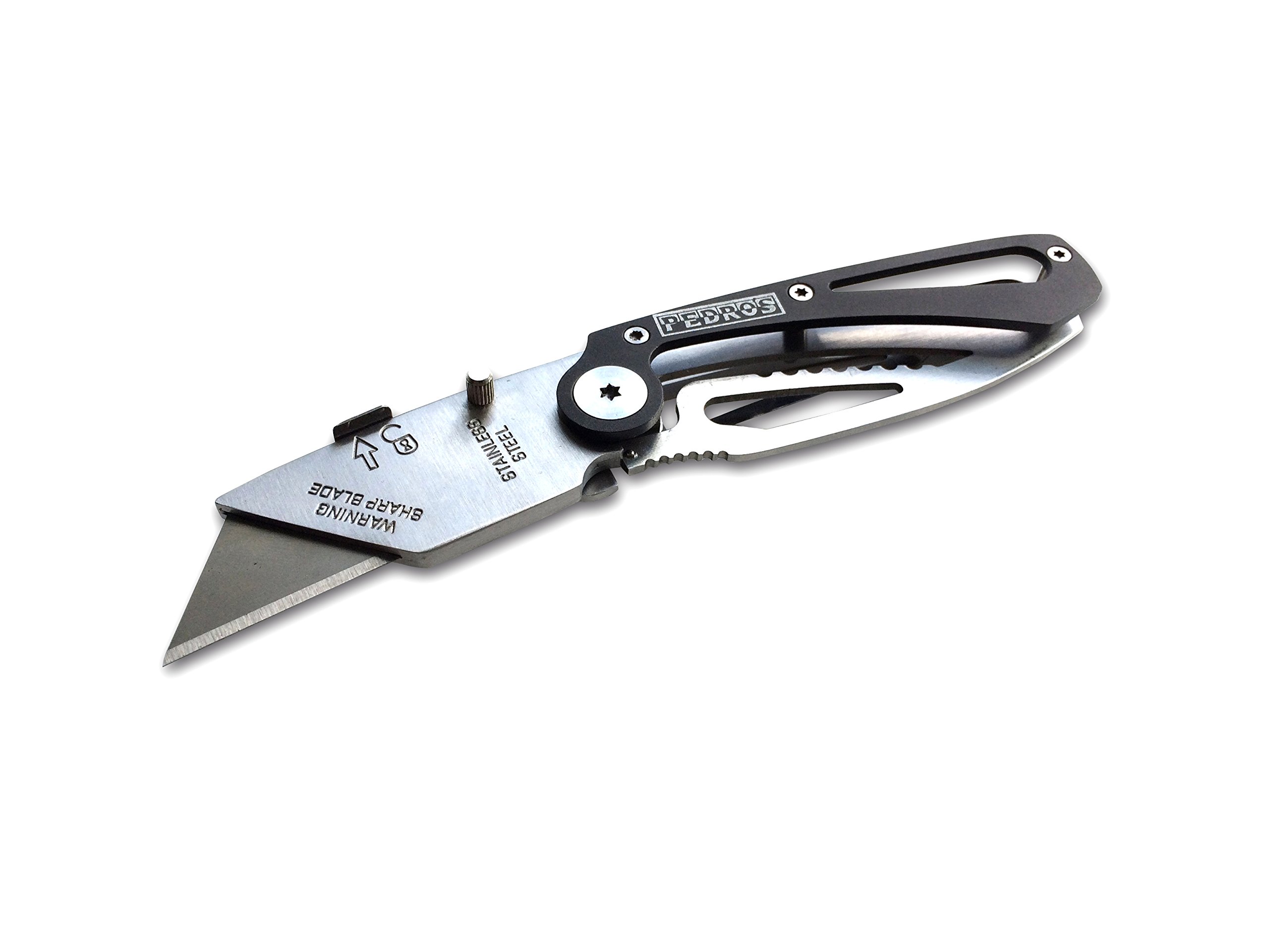 Pedros Professional Utility Knife - Heavy Duty Retractable Box Cutter with 5 Blades for DIY, Crafting, and Home Improvement Projects | Perfect for Opening Packages, Cutting Cardboard, and Workshop Use