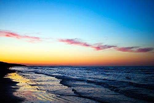 20x30 Inch Laminated Sunset Sea Poster - Vibrant Watercolor Clouds & Beach Sunset Wall Art - Perfect for Living Room, Bedroom, or Office Decor - Fits Standard Frames