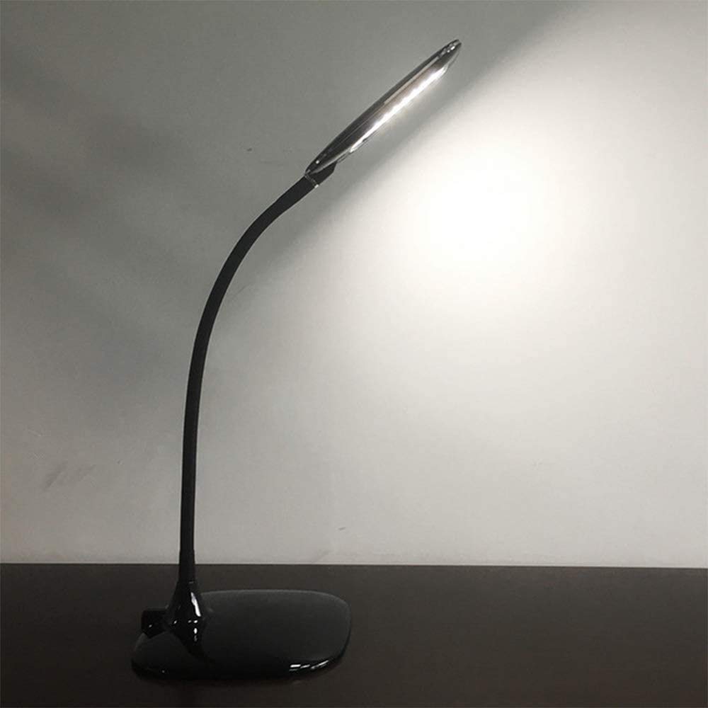 Dimmable LED Desk Lamp with 3-Level Brightness & USB Port - Touch Control Eye-Caring Reading Light, 360° Adjustable Bedside Lamp for Home Office, Study, Kids Room - Black Stainless Steel (Perfect for Night Reading, Working & Decor)