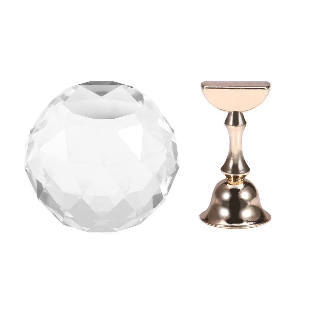 Premium Magnetic Nail Art Display Stand - Alloy Nail Tips Holder with White Spherical Crystal for Salon & DIY Manicure | Perfect for Nail Technicians, Home Use & Professional Nail Art Equipment Organization