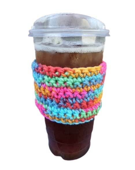 Insulated Crochet Cup Sleeve for Hot & Cold Drinks - Reusable Coffee & Tea Holder Cozy, Large Size | Perfect for Coffee Shops, Office Commute & Travel
