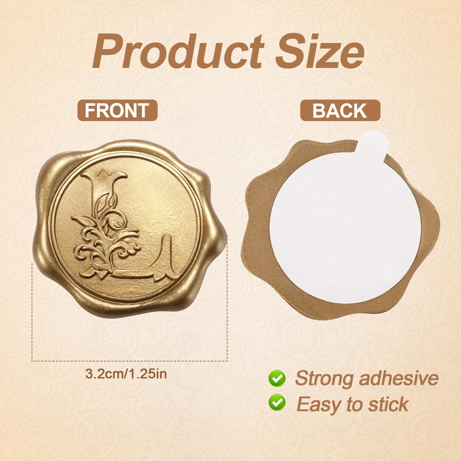 50pcs Self-Adhesive Gold Alphabet Wax Seal Stickers for Wedding Invitations, Christmas Cards & Envelopes - Elegant Letter Seals for DIY Crafts, Party Decorations and Special Occasions