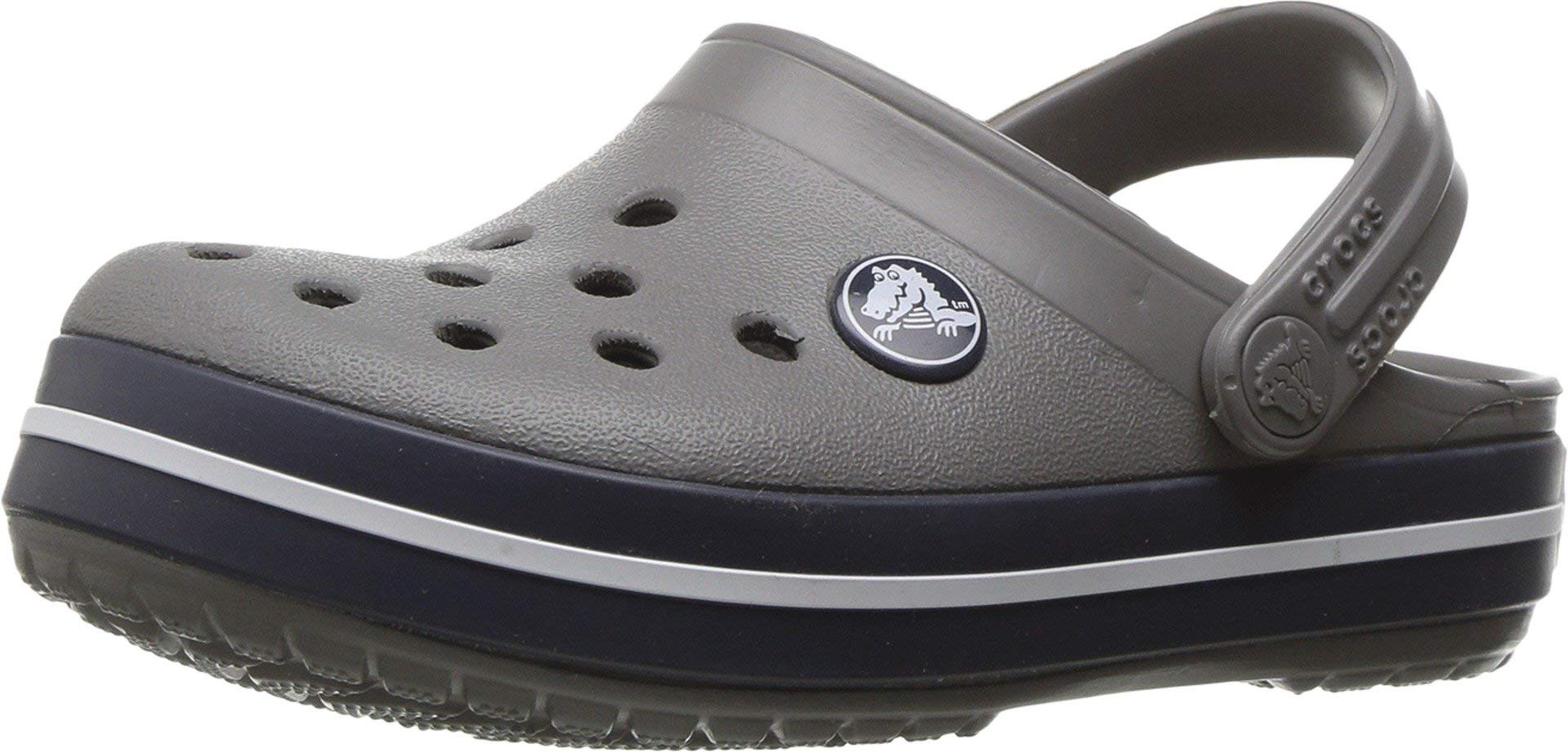 Crocs Kids' Crocband Clog - Lightweight & Comfortable Water Shoes for Boys & Girls, Smoke/Navy Color, Size 2 Little Kid - Perfect for Beach, Pool, and Outdoor Play