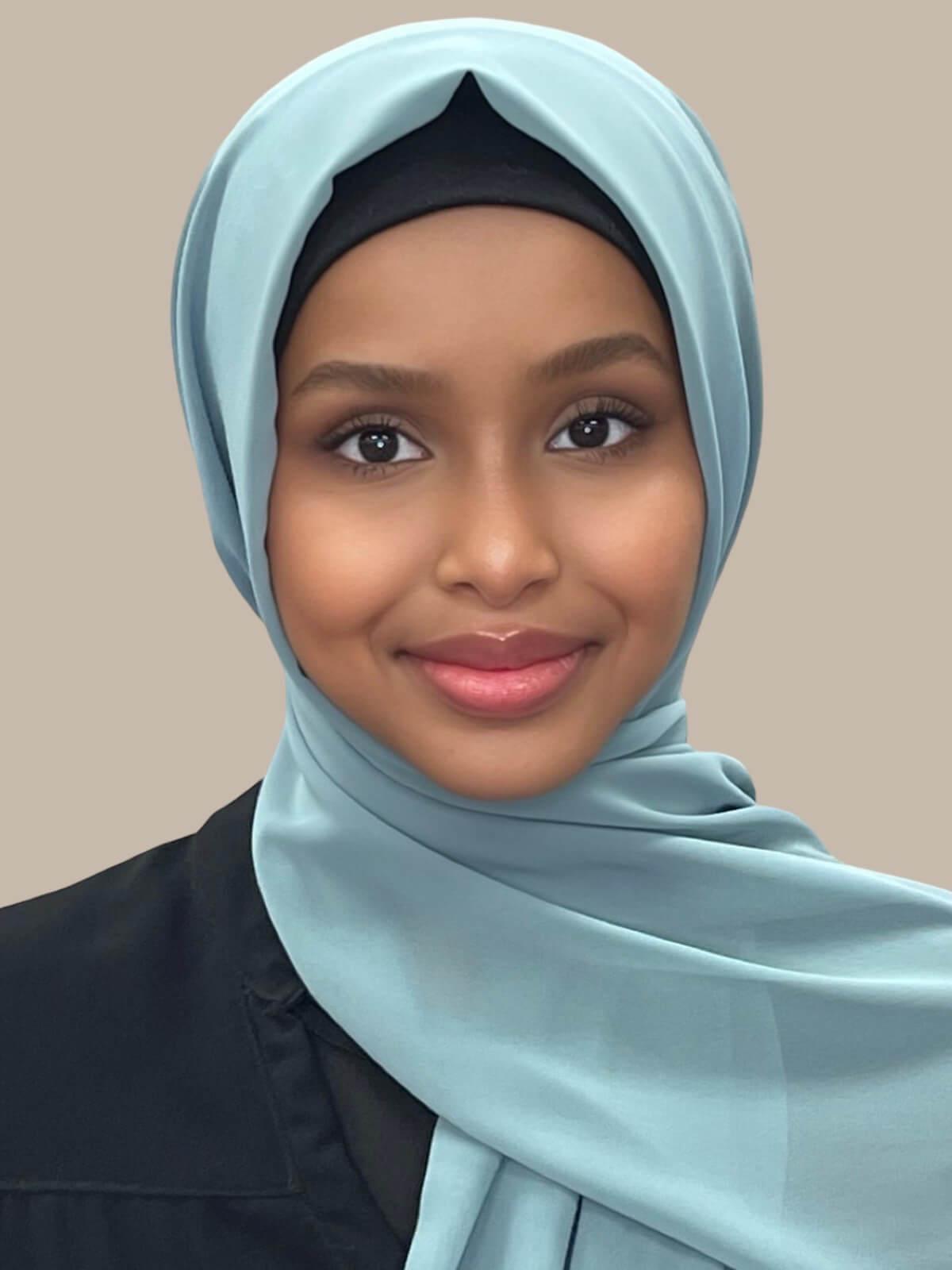 Luxury Chiffon Hijab Scarf - Soft Pale Cyan Muslim Headscarf for Women - Perfect for Prayer, Modest Fashion & Everyday Wear