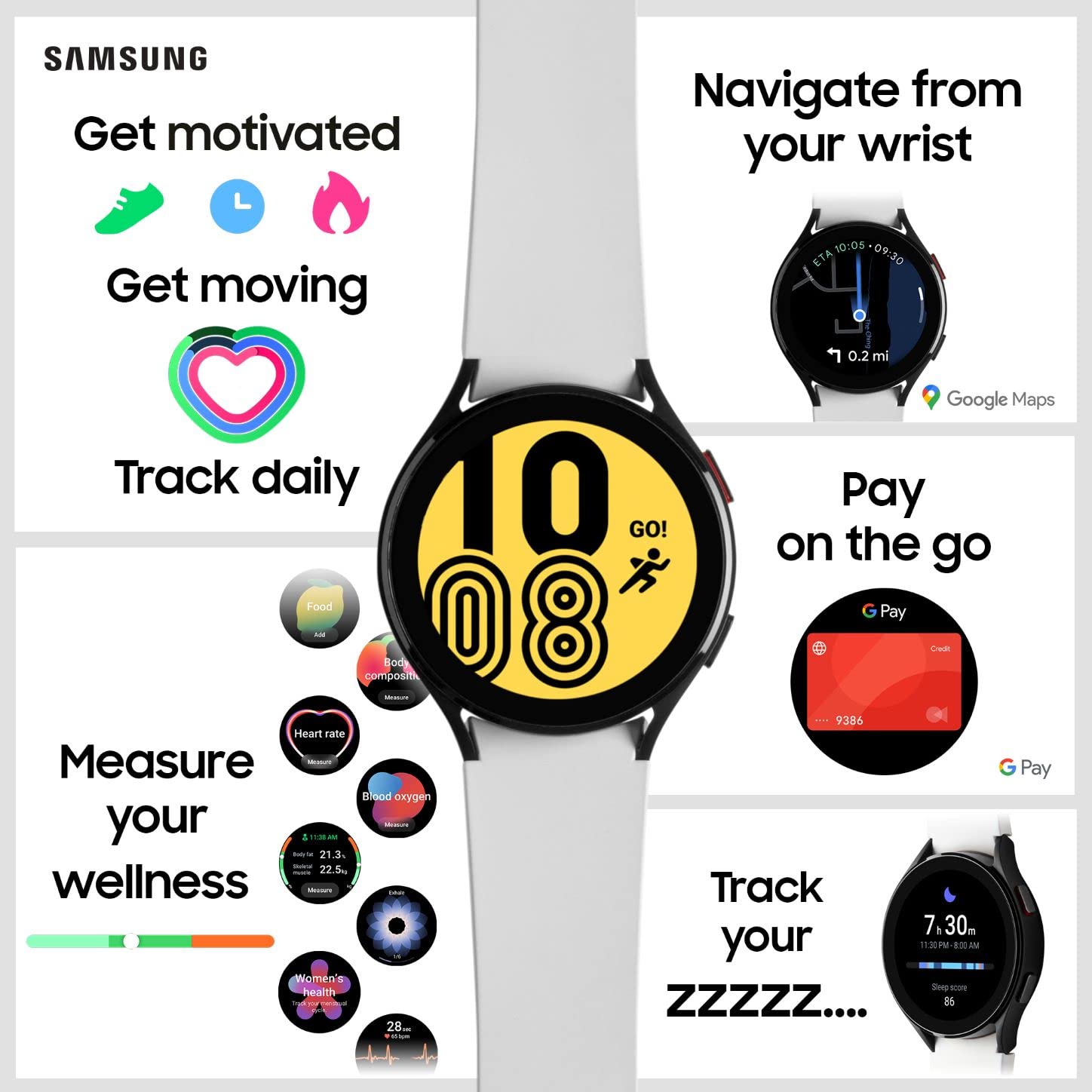 Samsung Galaxy Watch4 44mm Smart Watch - Health & Fitness Tracker with Long Battery Life, 4G LTE, Silver (Renewed UK Version) | Perfect for Workouts, Running & Daily Activity Tracking