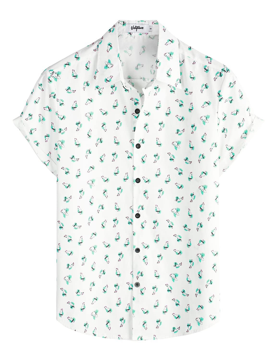 VATPAVE Men's 100% Cotton Hawaiian Shirts - Short Sleeve Button Down Aloha Shirts for Beach, Summer & Casual Wear | Breathable Comfort for Vacations, Luau Parties & Tropical Getaways