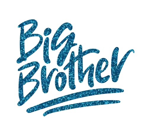 Big Brother Iron On Decal - Heat Transfer Vinyl Patch for Family Shirts - Big Little Bro HTV Graphic Ready to Press - Blue Glitter Design - Perfect for Sibling Matching Outfits, DIY T-Shirts & Personalized Gifts