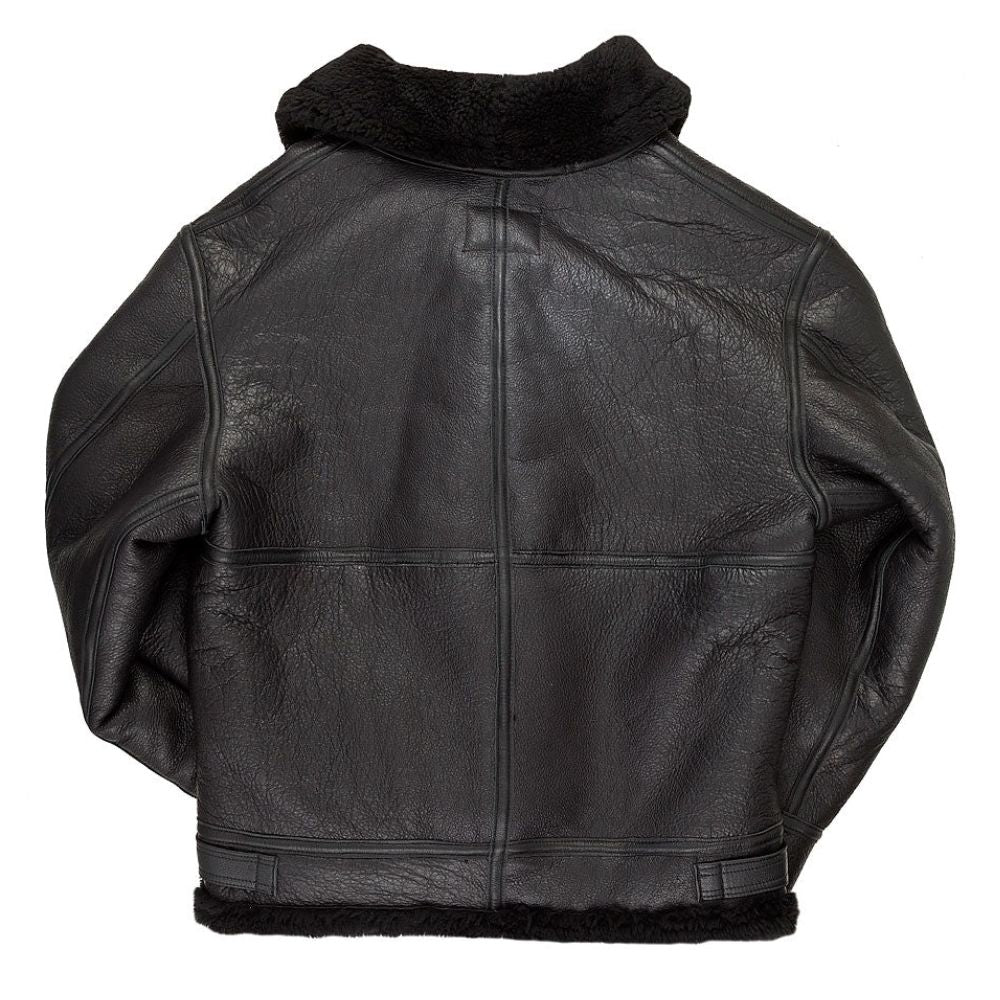 Cockpit USA Black B-3 Hooded Sheepskin Bomber Jacket - Genuine Leather Aviator Coat for Men - Winter Flying & Outdoor Adventure Wear