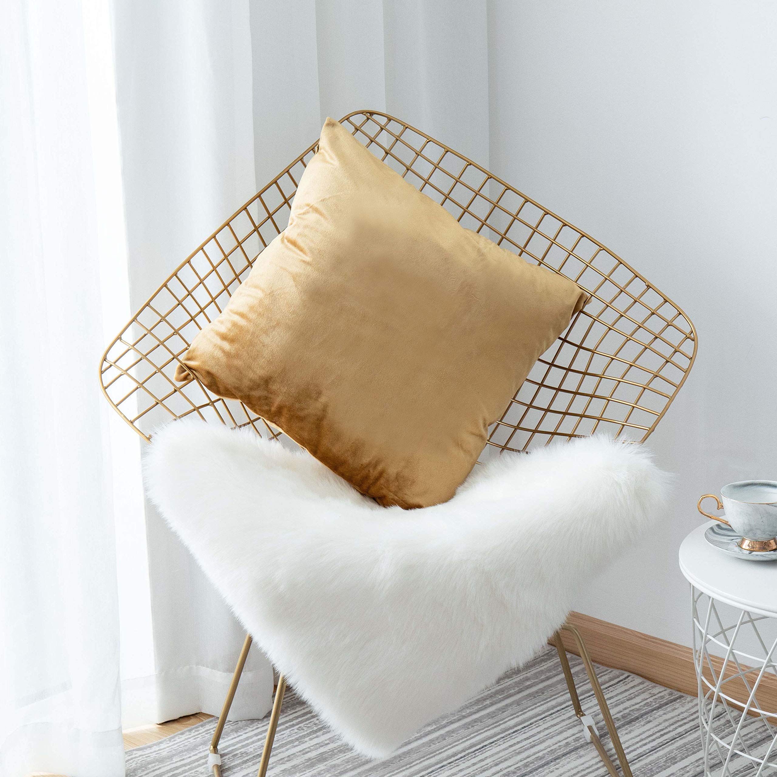 Luxury Velvet Euro Sham Pillow Covers 26x26 Inches - Soft Square Throw Pillow Cases for Bed, Sofa, Couch & Office Decor - Gold (66cm) - Perfect for Living Room, Bedroom & Home Styling