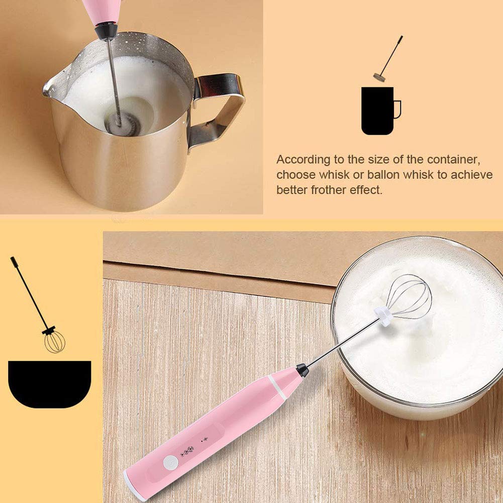 Rechargeable Electric Hand Mixer & Frother - 3 Speed Settings, Silver - Perfect for Baking, Whipping Cream & Making Lattes at Home