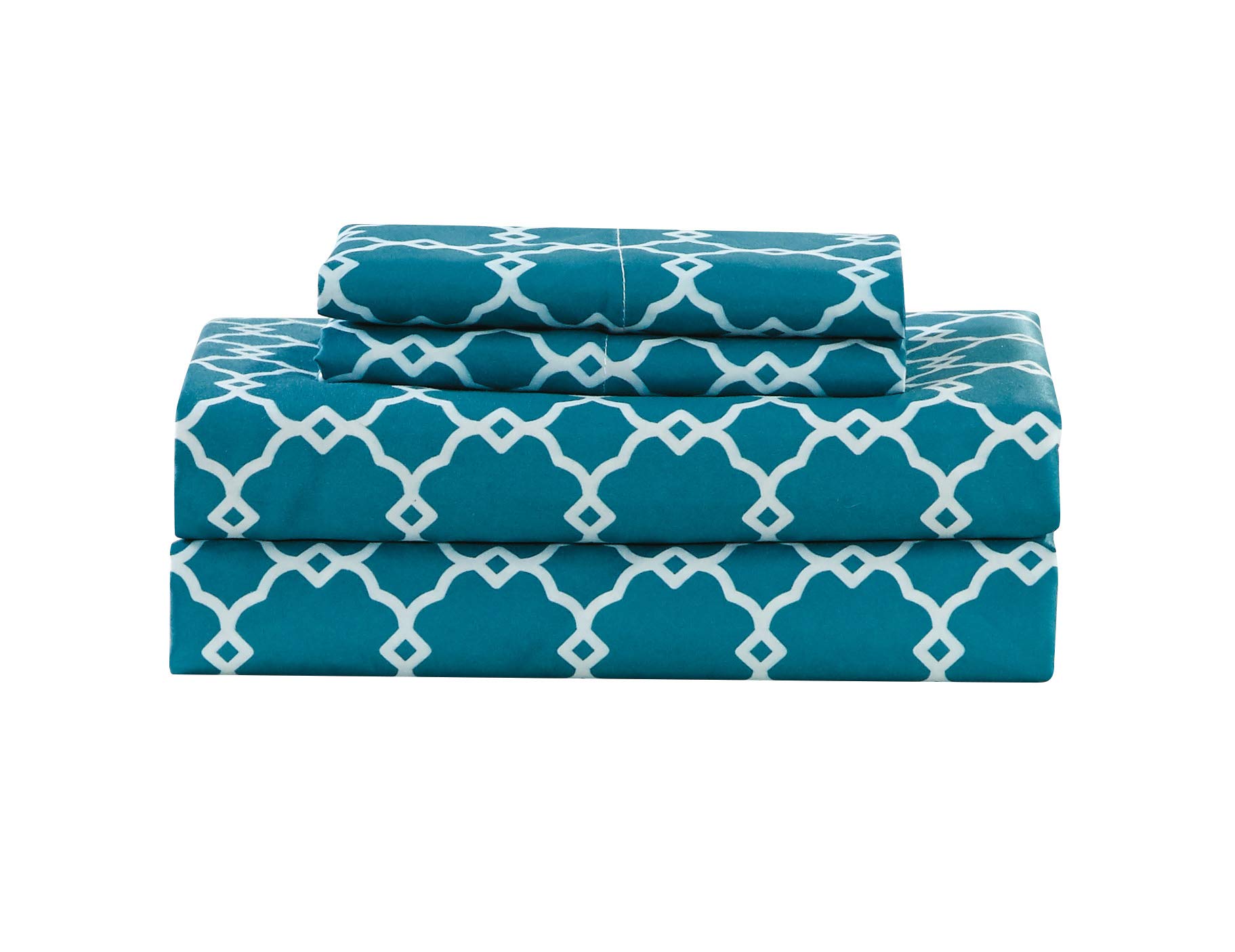 Kensie Calvin Luxury Bed Sheet Set - Soft 100% Cotton, Wrinkle-Resistant (Full/Queen/King Size), Aqua Blue - Perfect for Master Bedroom, Guest Room & Hotel Use