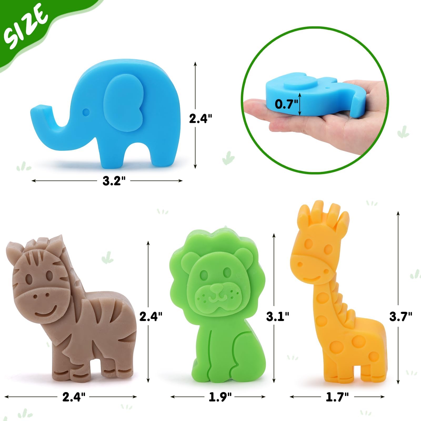 4 Pack Woodland Baby Shower Soap Favors Set - Jungle Animal Shaped Natural Mini Soaps with Gift Bags & Thank You Cards | Perfect for Baby Showers, Birthday Party Favors, Kids Gifts & Decorations