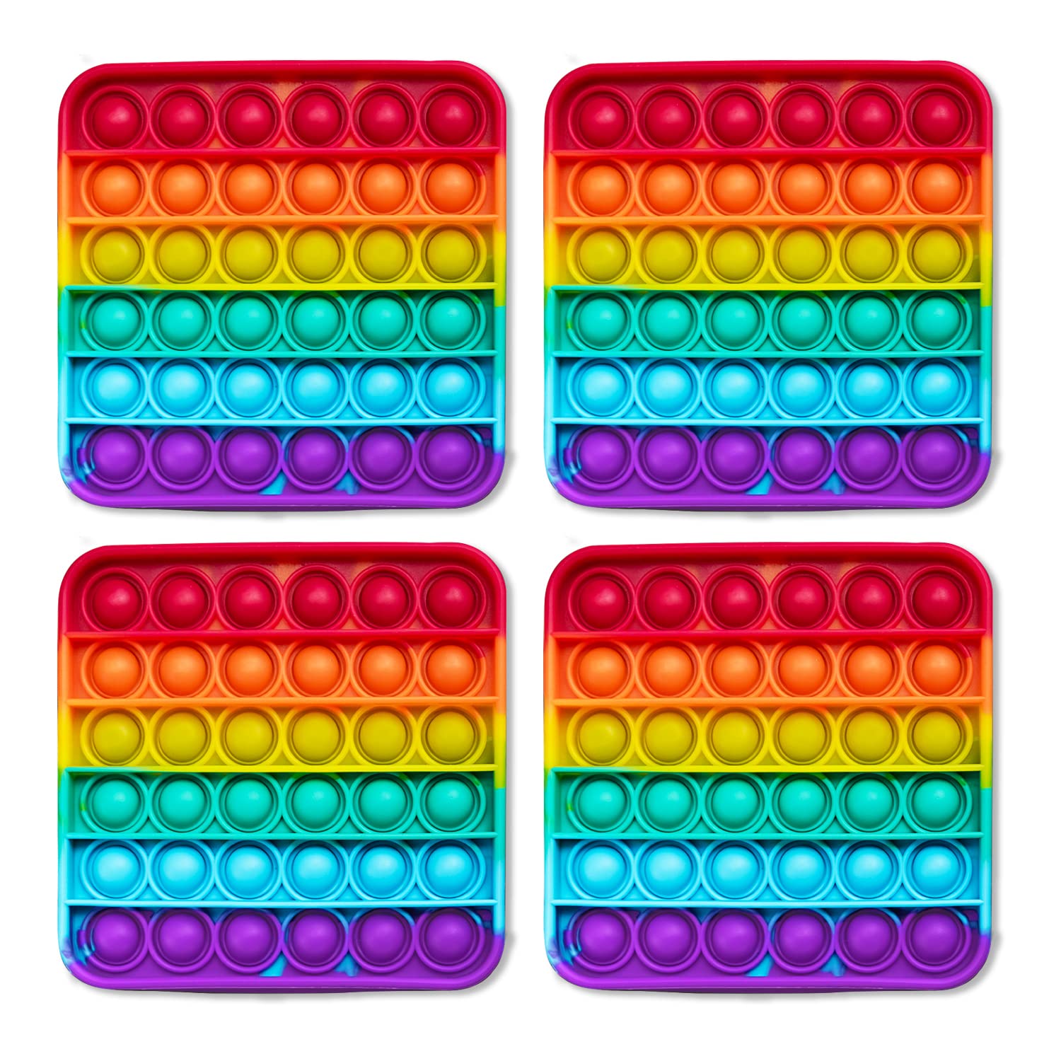 Fidget Game Popping Mats (4 Pack) - Sensory Toys for Kids & Adults - Stress Relief for Autism, Anxiety - Play at Home or School