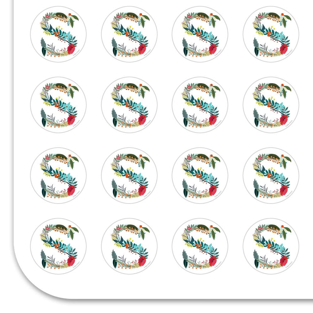 Floral Monogram Letter S Stickers for Planners, Calendars, Scrapbooking & DIY Crafts - Perfect for Bullet Journals, Scrapbooks, Gift Wrapping & Home Decor