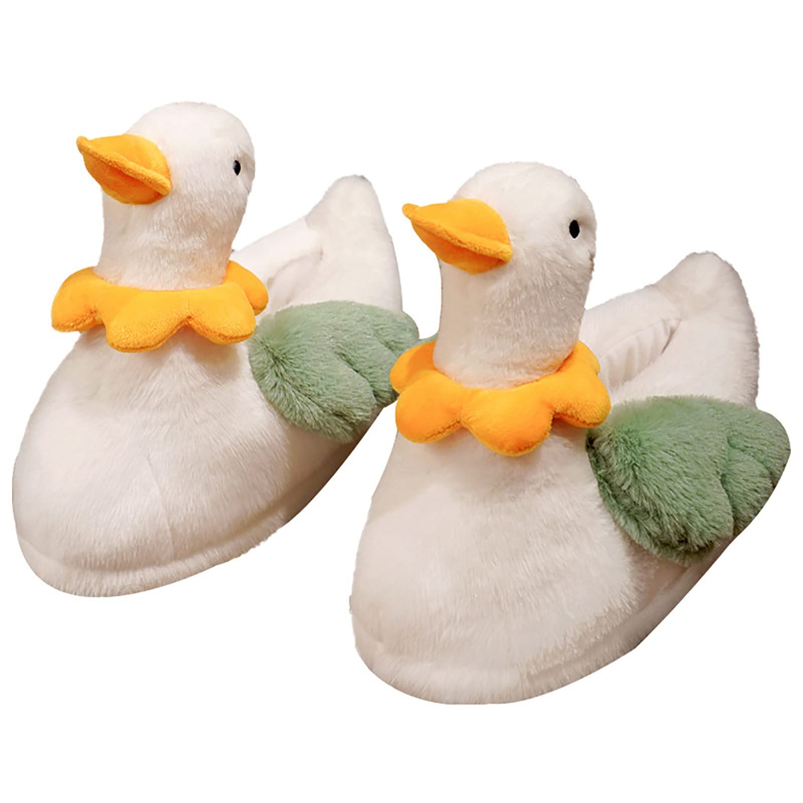Women's Soft Plush Animal Slippers - Non-Slip Winter Warm Fleece House Shoes for Indoor Comfort (Duck Design, Size 5.5) | Cozy Home & Bedroom Wear for Ladies & Girls