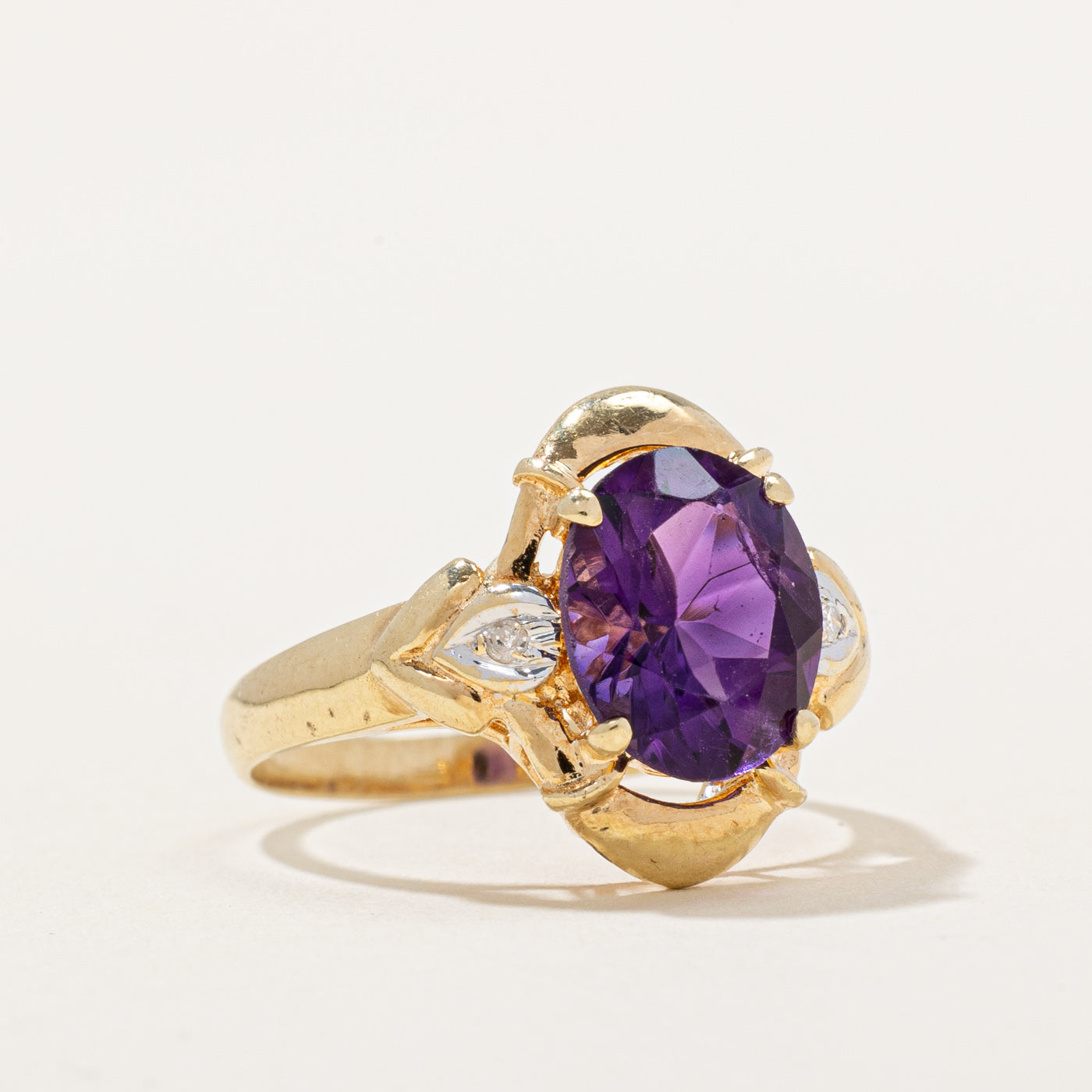 2.40ct Amethyst & 0.02ct Diamond Cocktail Ring - Size 6.5 | Elegant Purple Gemstone Jewelry for Women | Perfect for Evening Parties, Weddings & Special Occasions