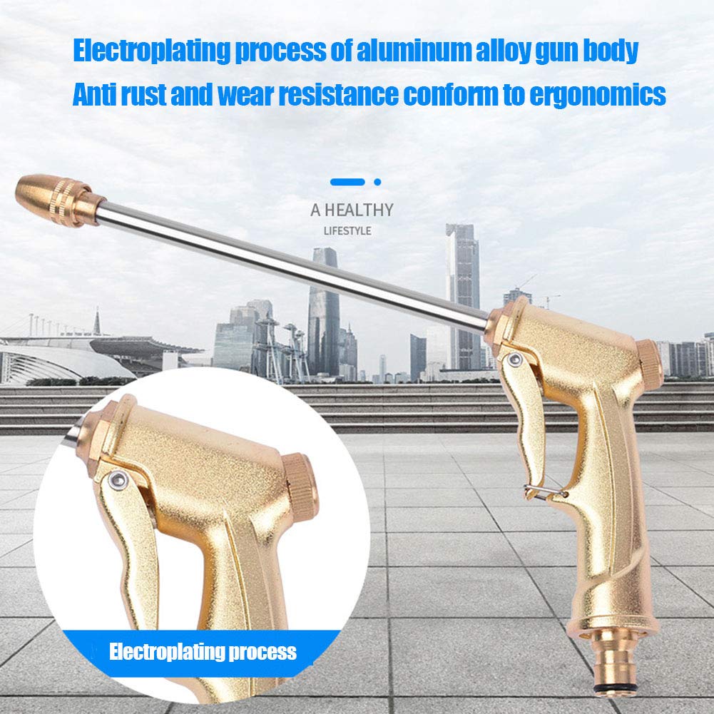 VALINK Heavy Duty Brass Garden Hose Nozzle - High Pressure Water Spray Gun for Lawn, Car Washing, Gardening & Outdoor Cleaning - Durable Metal Spray Nozzle with 8 Adjustable Patterns