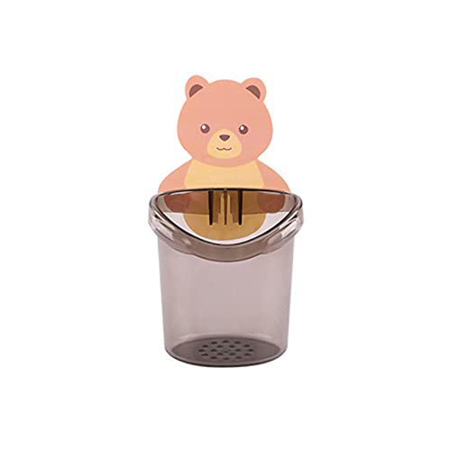 Cute Cartoon Bear Wall Mount Toothbrush Holder - Bathroom Organizer for Kids & Adults, Holds Electric Toothbrush, Multiple Toothbrushes, Toothpaste & Razor - Gray - Perfect for Small Bathrooms, Kids' Rooms & Dorm Showers