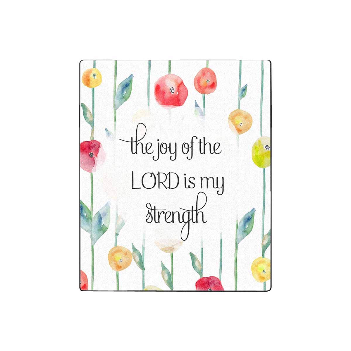 Floral Bible Verse Fleece Blanket - Joy of The Lord Quote - 50x60 Inch for Travel, Couch & Office