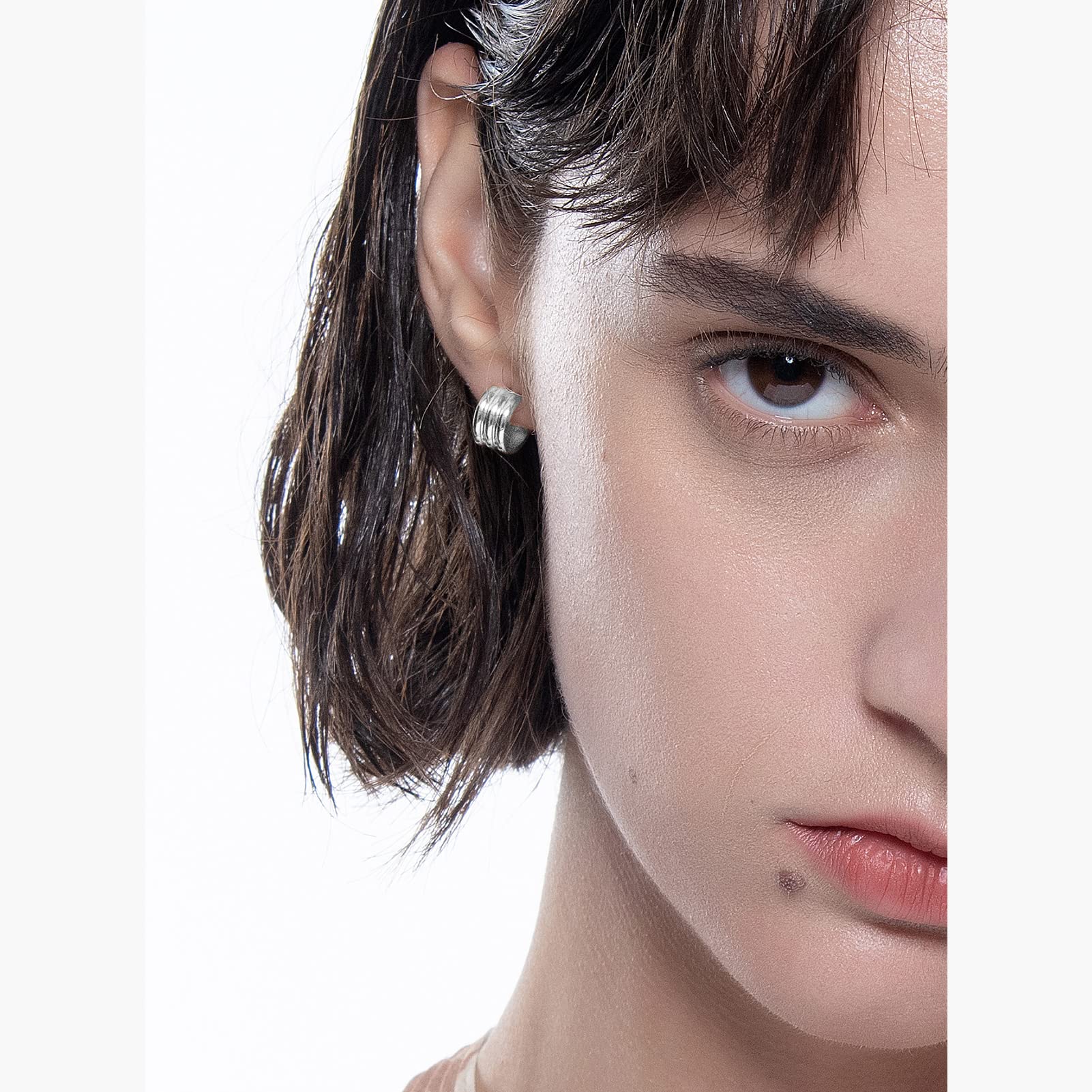 Geometric C-Shaped Hoop Earrings for Women - Stainless Steel Big Zirconia Stone Trendy Hoops | Perfect for Parties, Weddings & Everyday Fashion Accessories