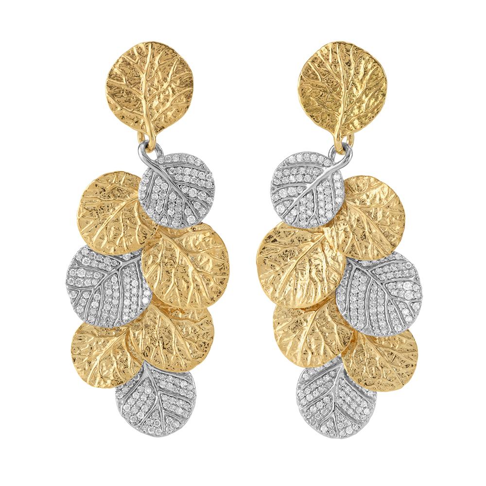 Exquisite Botanical Leaf Earrings with Genuine Diamonds - Elegant Nature-Inspired Jewelry for Women - Perfect for Weddings, Parties & Special Occasions