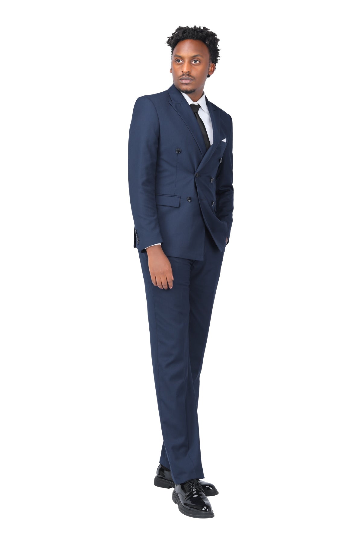 2 Piece Double Breasted Navy Blue Suit for Men - Formal Business Attire, Wedding & Office Wear