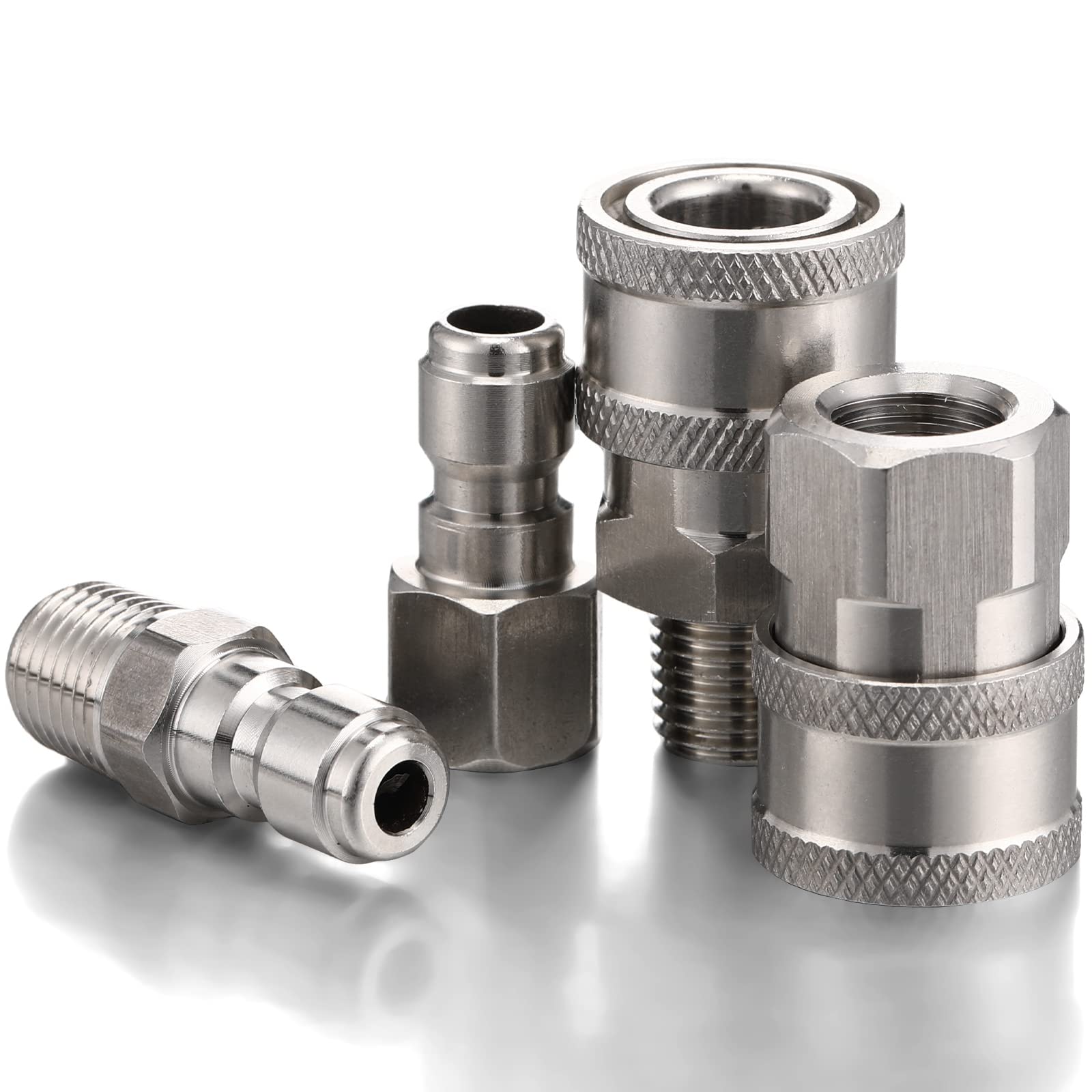 **Shimeyao 2 Sets 1/4 Inch NPT Pressure Washer Quick Connect Coupler - Male & Female Adapter Fittings for High-Pressure Washers (External & Internal Thread) - Ideal for Car Washing, Home Cleaning & Outdoor Equipment Maintenance**