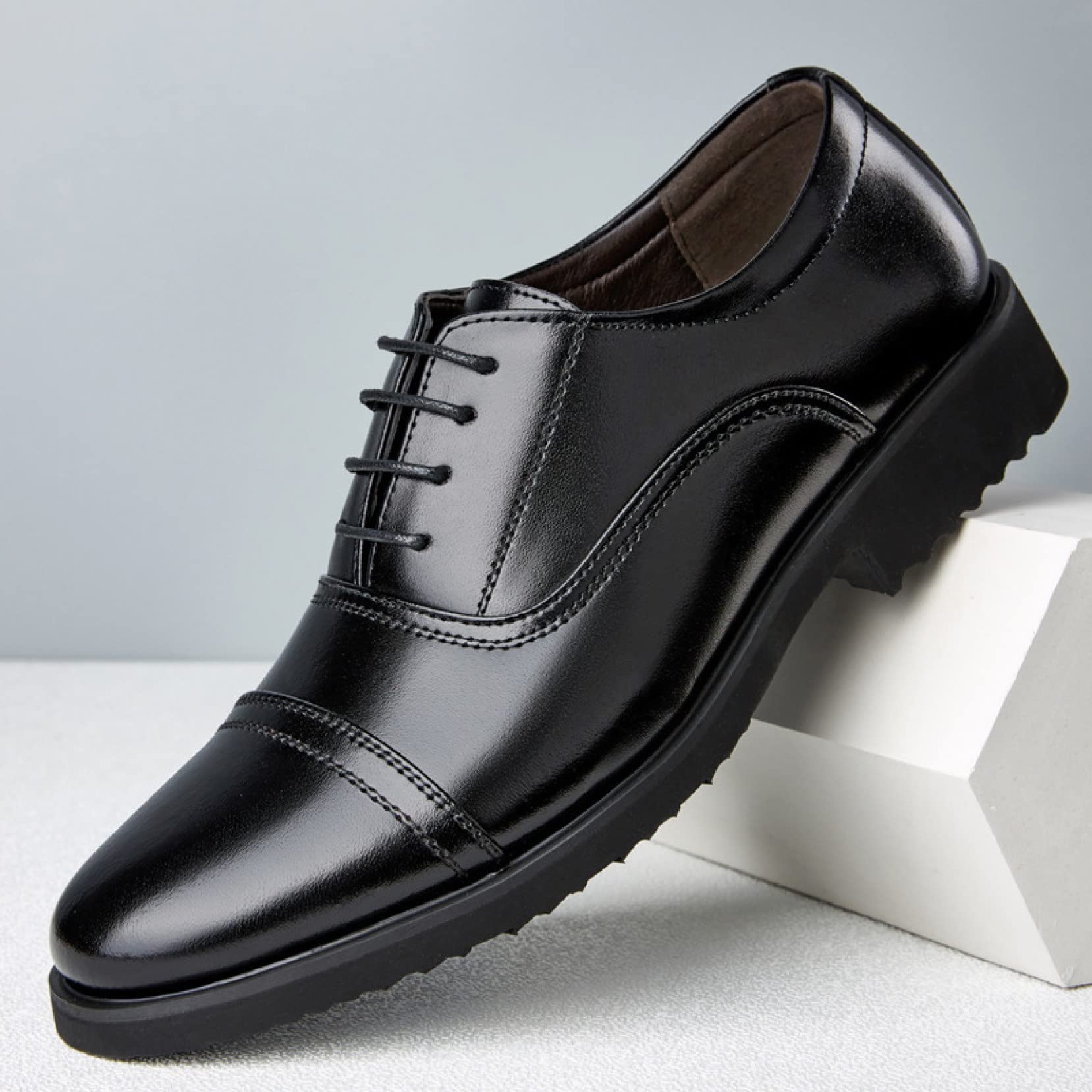 Men's Comfortable PU Leather Oxford Shoes - Business Formal & Casual Lace Up Dress Shoes for Office Work | Perfect for Business Meetings, Weddings & Daily Wear