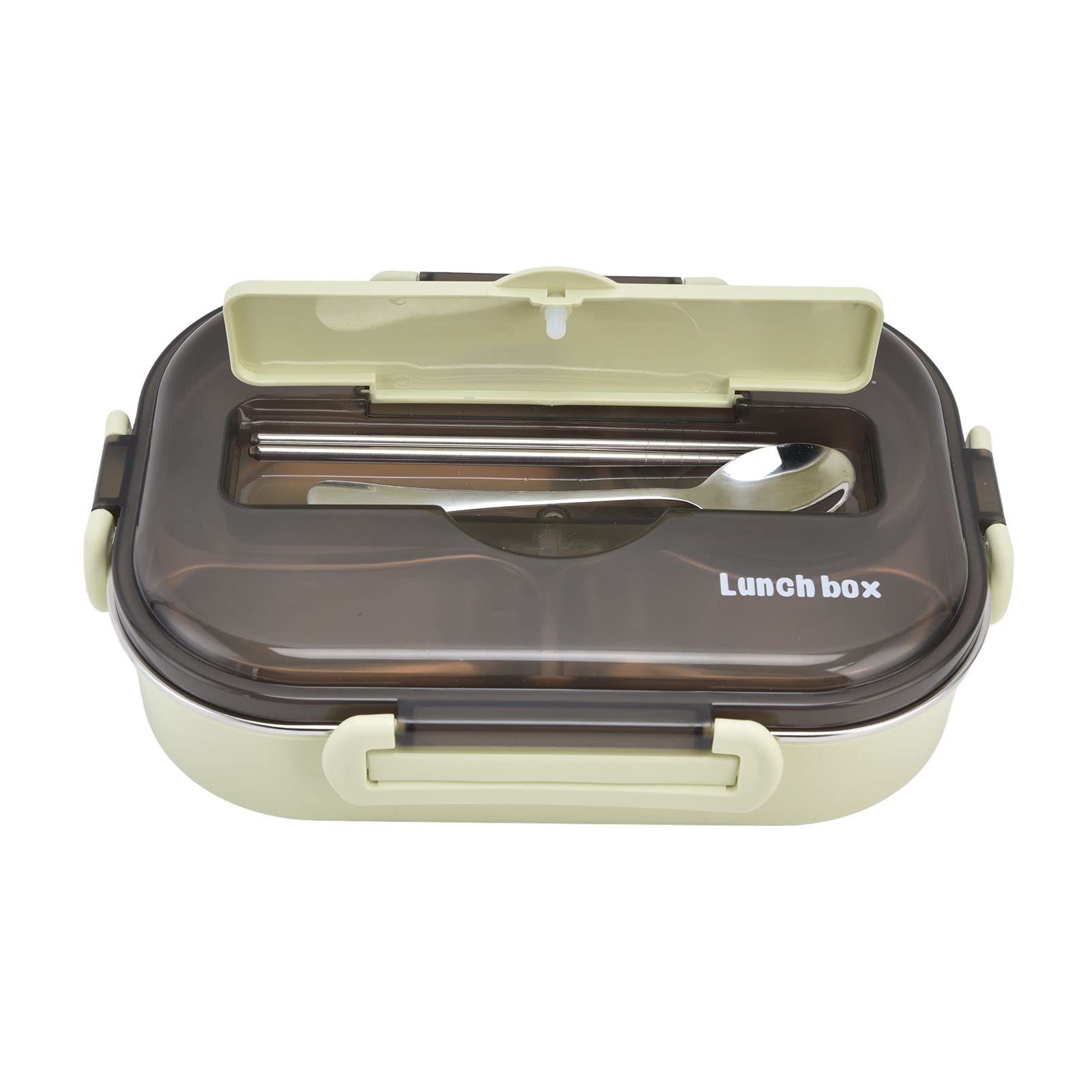 Portable 304 Stainless Steel Bento Box with Removable Compartments - Leak Proof Lunch Box for School, Office & Travel | Includes Free Chopsticks & Spoon (Green) | Perfect for Meal Prep, Picnics & On-the-Go Dining