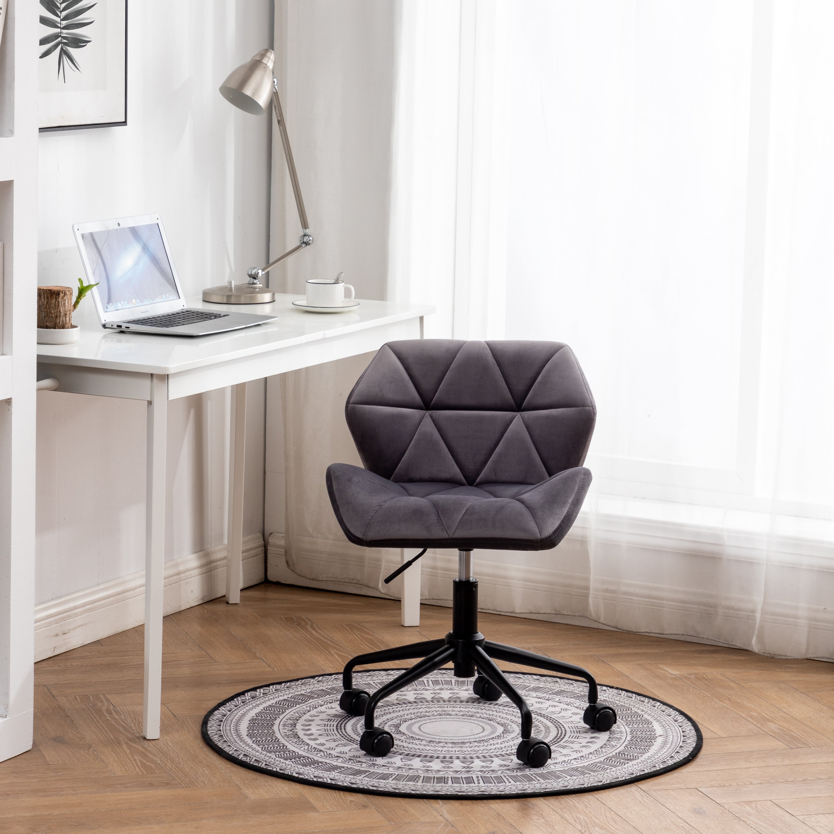 Roundhill Furniture Eldon Diamond Tufted Adjustable Swivel Office Chair - Ergonomic Executive Desk Chair with Lumbar Support for Home & Office Workspace