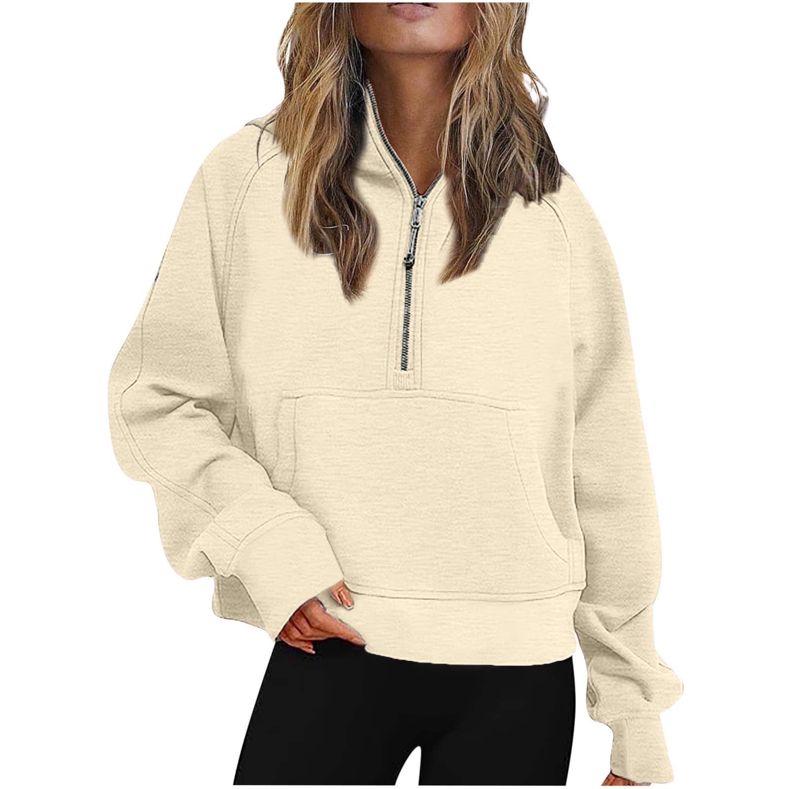 Women's V-Neck Scuba Sweatshirt Pullover Hoodie - Quarter Zip Sweater for Fall 2023 | Cozy Casual Wear for Work, Travel & Outdoor Activities