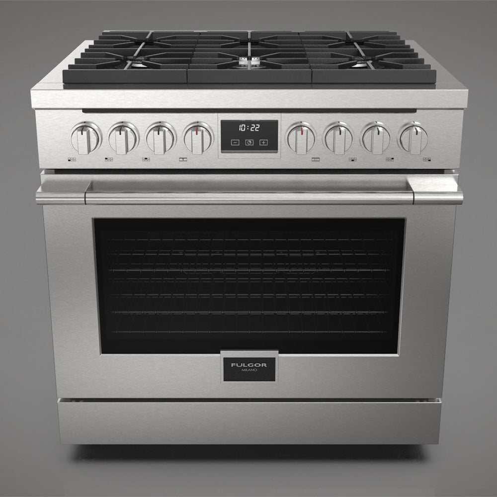 Fulgor Milano 36-Inch 400 Series Accento All Gas Range - Stainless Steel (F4PGR366S2) | Professional Gas Stove for Home Kitchen, Restaurant & Commercial Use