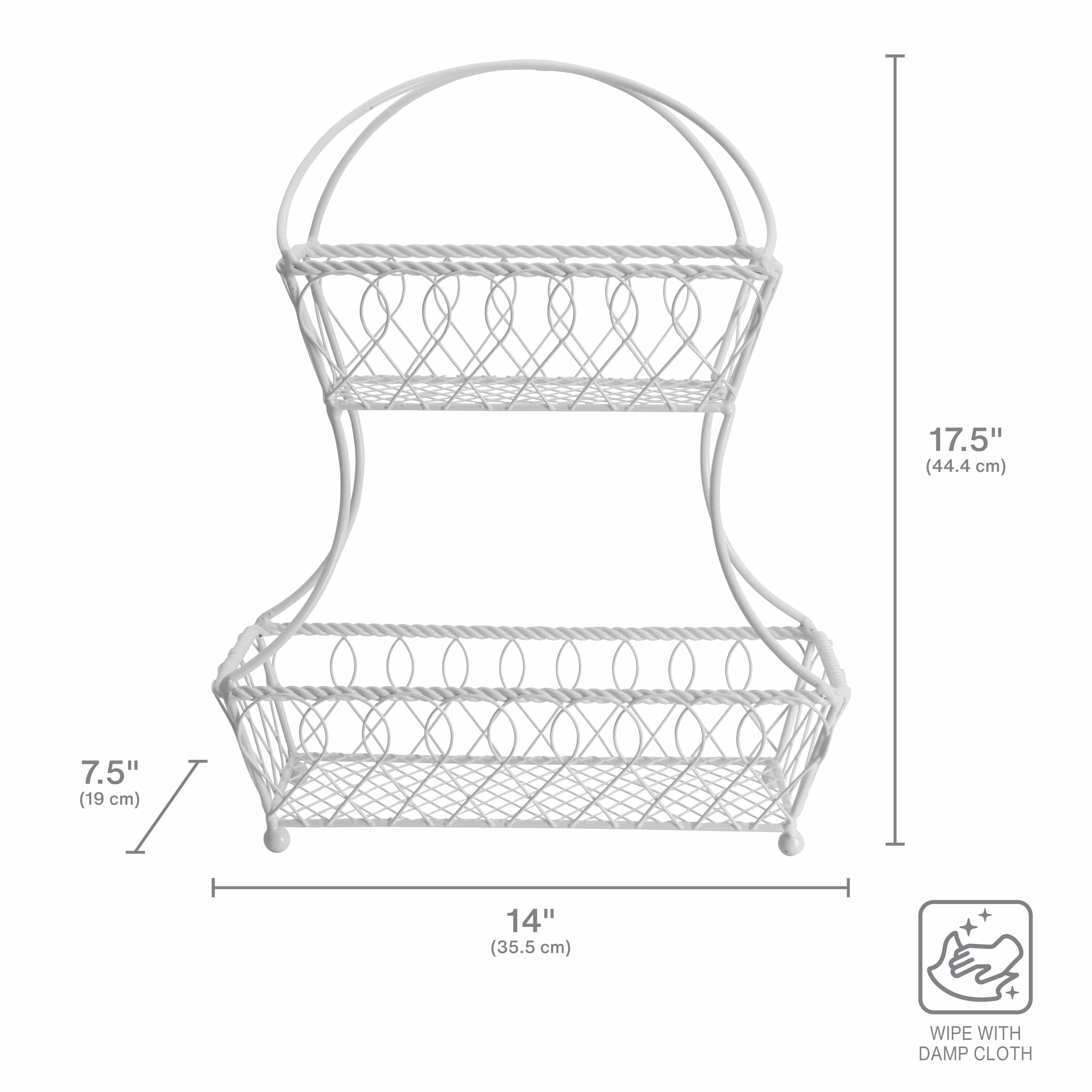 Loop and Lattice 2-Tier White Flatback Storage Basket - Organize Bathroom, Kitchen, or Office Supplies | Space-Saving Home Decor