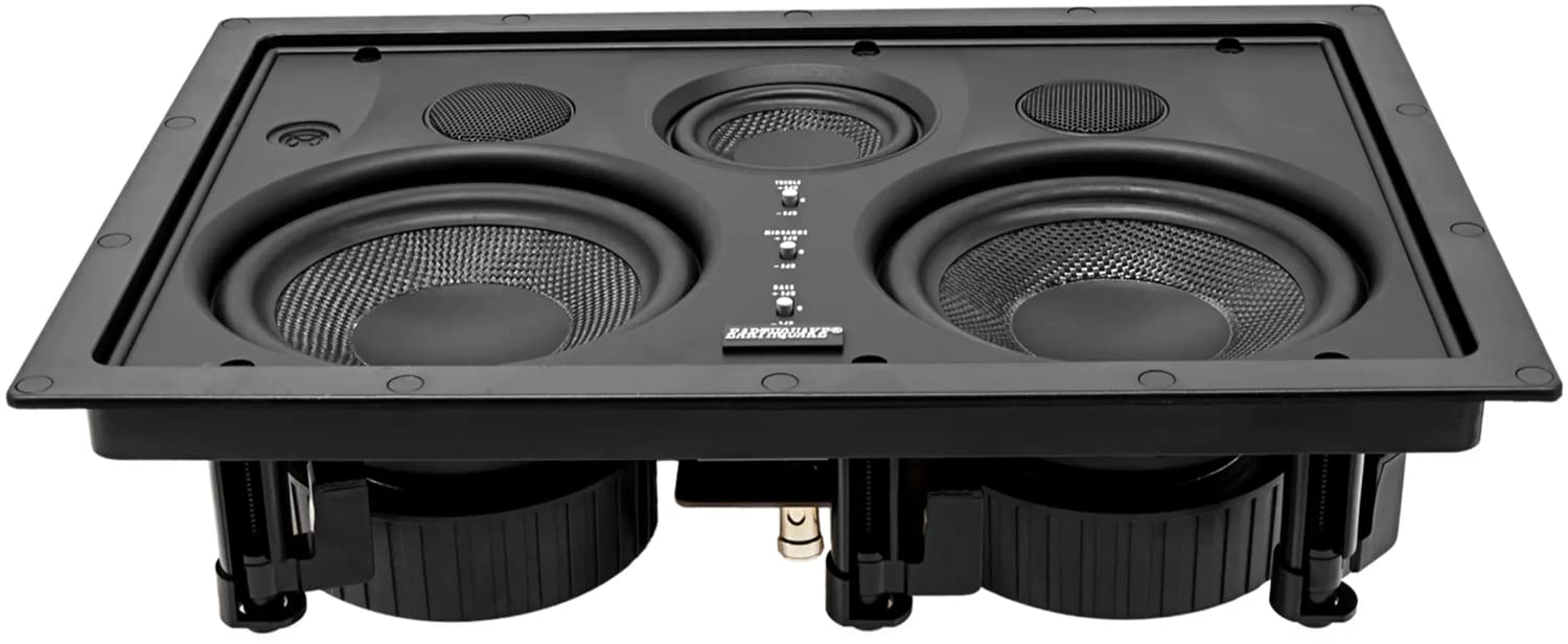 Earthquake Sound EWS530C Edgeless Series 3-Way Carbon Fiber In-Wall LCR Speaker with Magnetic Grille - High Performance Home Theater Audio (Black, Single) - Perfect for Living Rooms, Home Cinemas, and Multi-Room Audio Systems