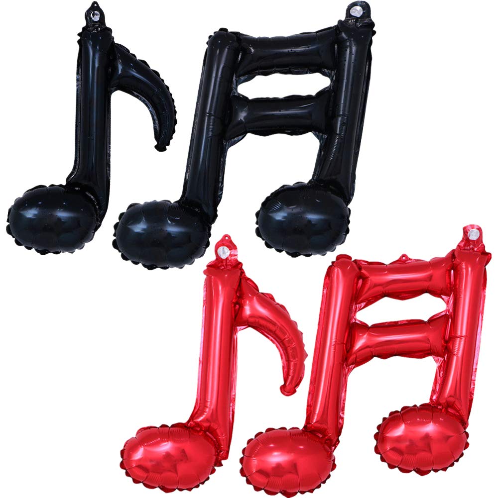 12Pcs Black Red Music Note Foil Balloons - Music Theme Party Decorations for Birthday, Rock Star, Rock and Roll & Baby Shower - Perfect for Concerts, DJ Events & Music Lover Gifts