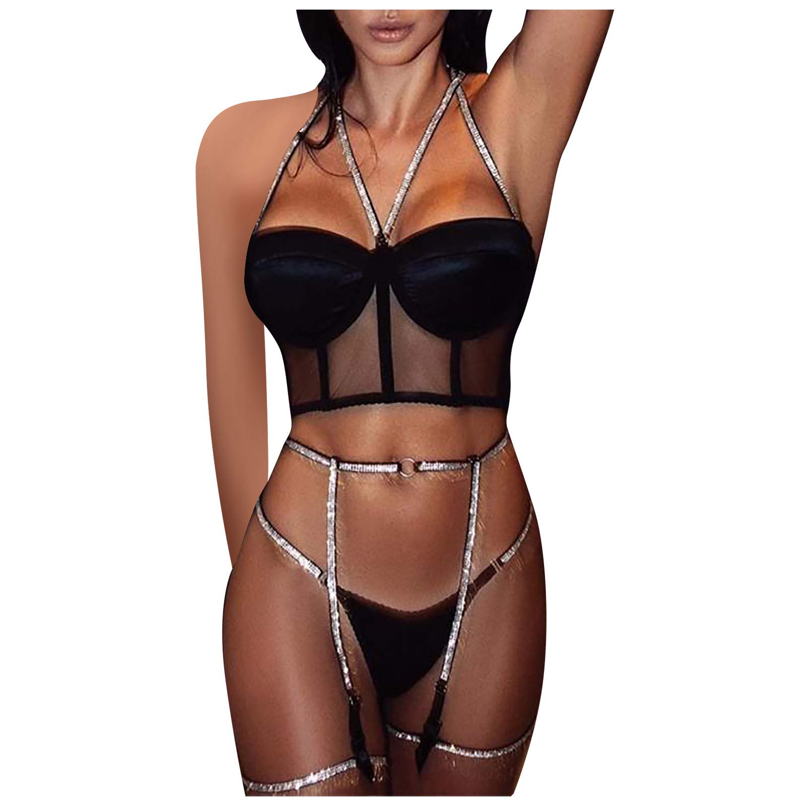 Sexy Lace Lingerie Set for Women - Lace Bodysuit, Garter Belt & Thong - Romantic Sleepwear & Lounge Wear for Couples - Perfect for Date Nights, Boudoir Photography & Sensual Play