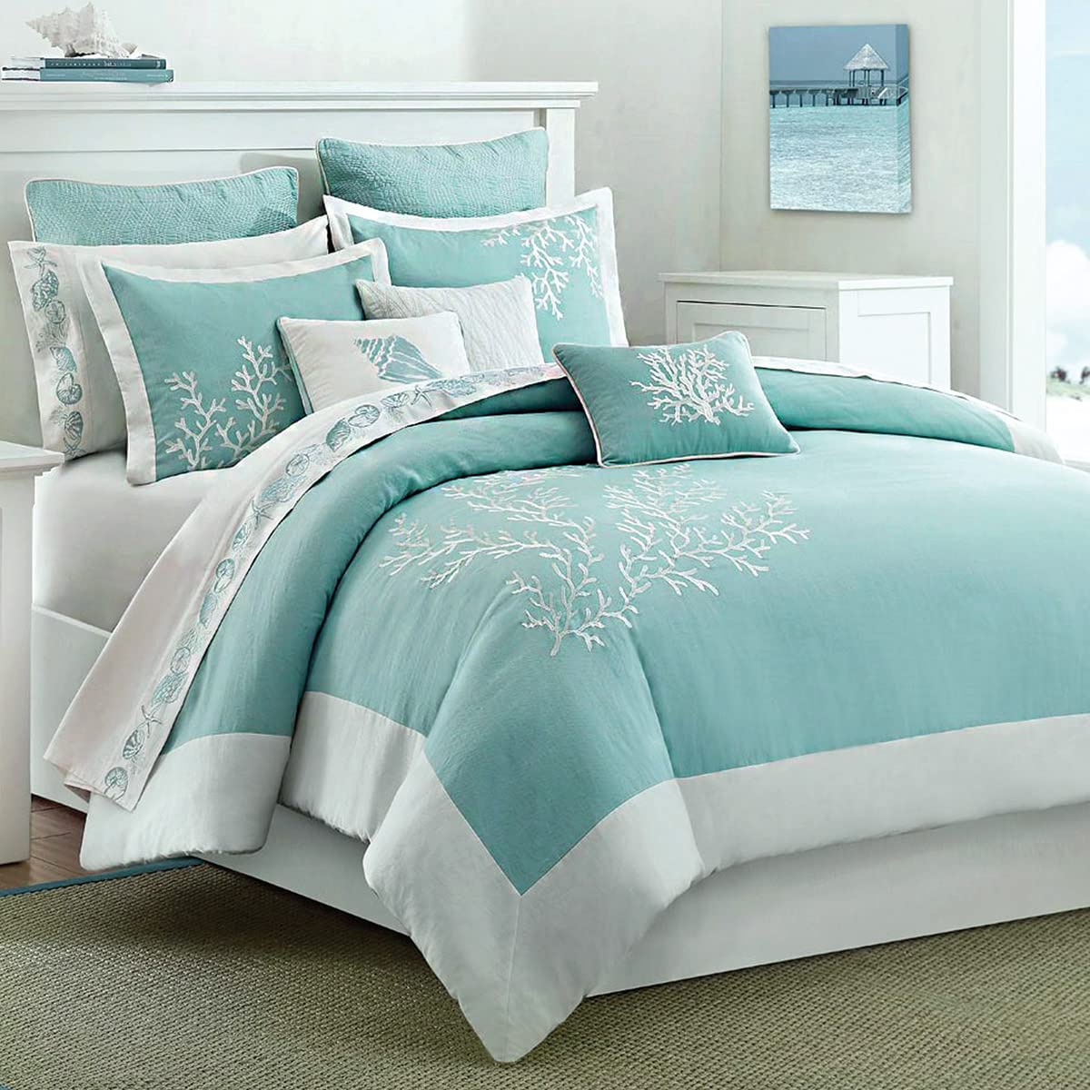 BLACK FOREST DECOR Coastal Reef 3 Piece Twin Bed Set - Ocean Themed Bedding for Beach House & Coastal Decor | Perfect for Kids' Rooms, Guest Bedrooms & Vacation Homes