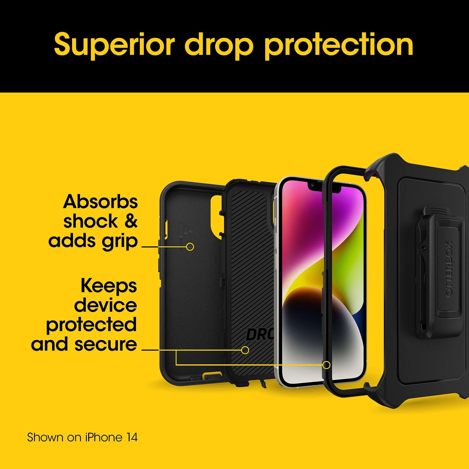 OtterBox Defender Series Case for iPhone 15 Pro - Rugged Protective Cover with Built-in Screen Protector | Perfect for Outdoor, Work & Everyday Use