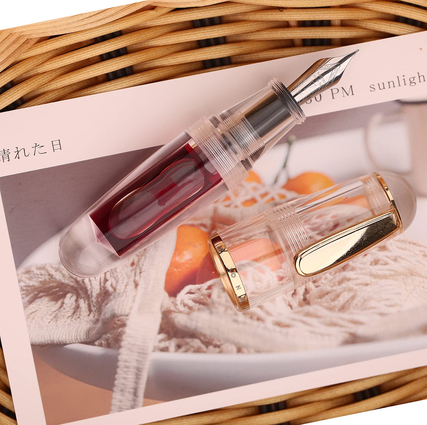 Q1 Mini Fountain Pen - Transparent Acrylic Eyedropper Pen with Medium Nib | Compact Travel Writing Set for Journaling, Note Taking & Gift Giving