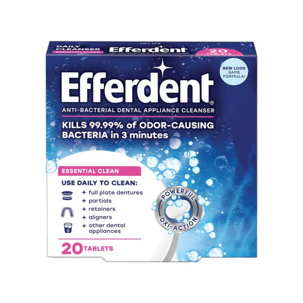 Efferdent Denture Cleanser Tablets - Complete Clean for Retainers, Dentures & Dental Appliances, 44 Count (Pack of 6) | Freshens & Removes Stains for Daily Oral Care