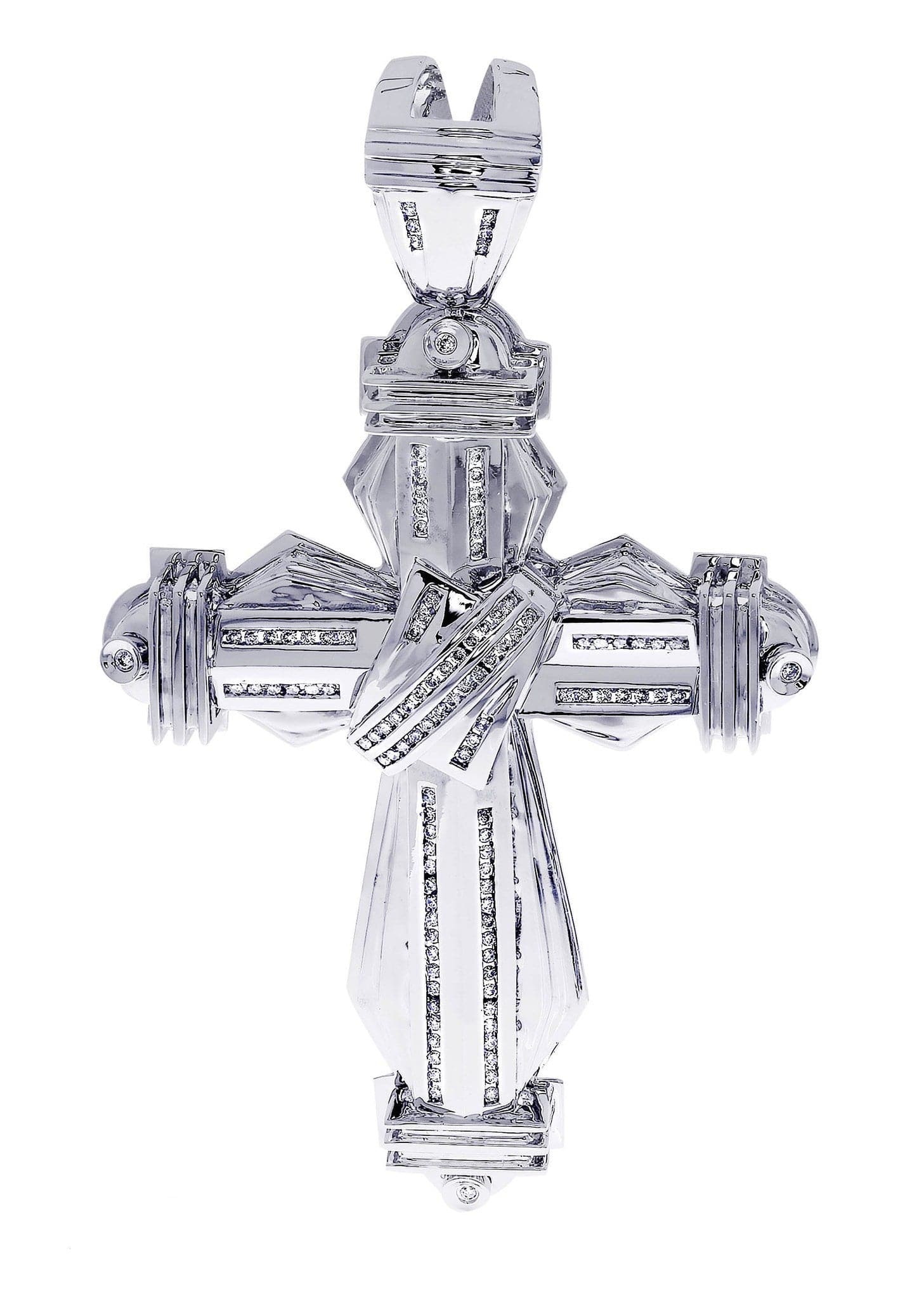 1.04 Carat Diamond Cross Pendant Necklace - 32.22 Grams Solid Gold Religious Jewelry for Women & Men - Perfect for Baptism, First Communion & Wedding Gifts