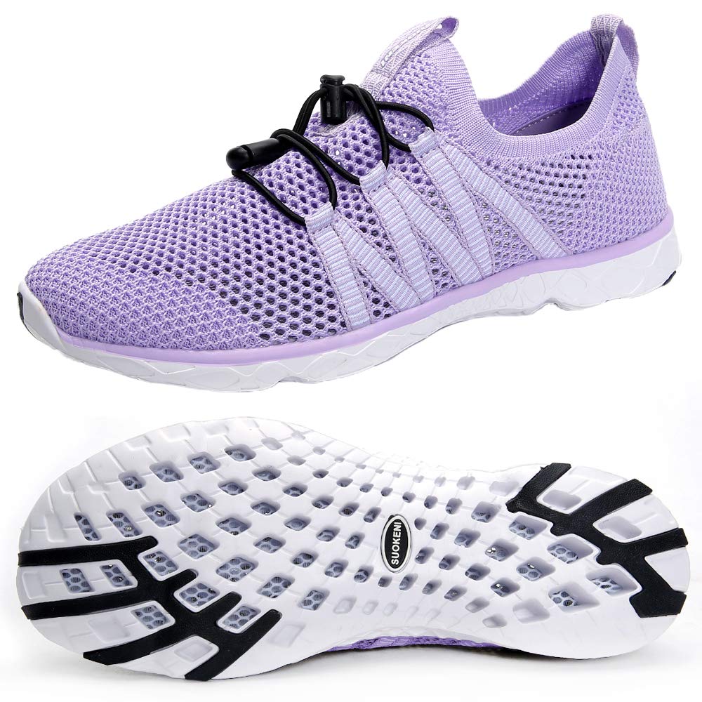 SUOKENI Women's Quick Dry Slip On Water Shoes - Lightweight Aqua Socks for Beach, Pool, Surfing & Water Sports | Barefoot Swim Shoes for Women