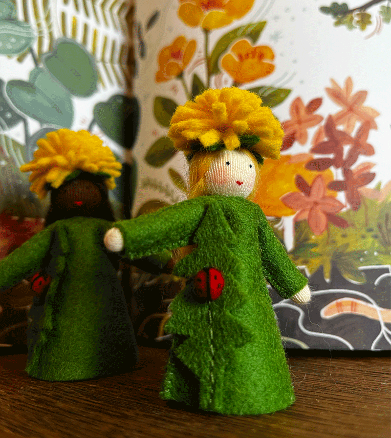 Light Skin Dandelion Waldorf Felt Flower Fairy - Handmade Natural Fiber Doll for Waldorf & Montessori Play, Nature-Inspired Pretend Play, Nursery Decor, Gift for Girls