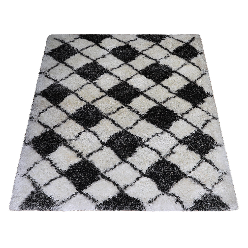 Modern Geometric Hand Tufted Area Rug - Soft & Durable Wool Carpet for Living Room, Bedroom, Nursery - Non-Slip Home Decor Floor Mat for Boho, Scandinavian & Contemporary Interior Design