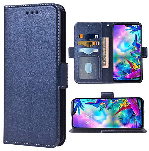 Premium PU Leather LG G8X ThinQ/V50S ThinQ Flip Wallet Case with Card Slots & Kickstand | Heavy Duty Hybrid Protection | Dark Blue | Perfect for Business Travel & Daily Commute