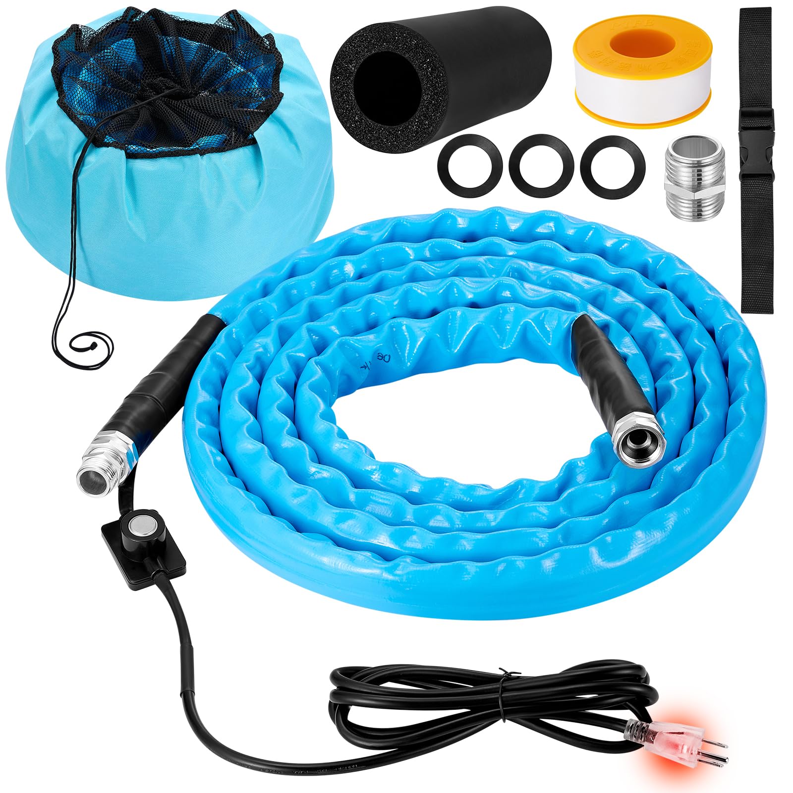 60FT Heated RV Water Hose - 45℉ Anti-Freeze Electric Heated Garden Hose for Campers & RVs | Winter-Proof Drinking Water Supply for Outdoor Adventures, Snowbird Travel & Cold Weather Camping