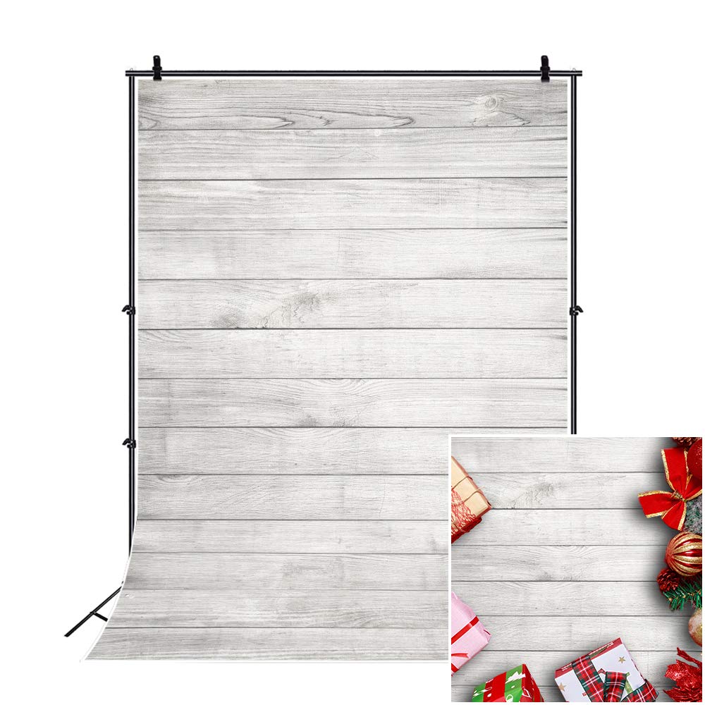 Yeele 5x7ft White Wood Photography Backdrop - Vintage Grey Wooden Plank Vinyl Background for Baby Shower, Birthday Party, Cake Table Decoration & Newborn Kids Portrait Photoshoot - Perfect for Indoor/Outdoor Photo Sessions, Social Media Content & Home Decor