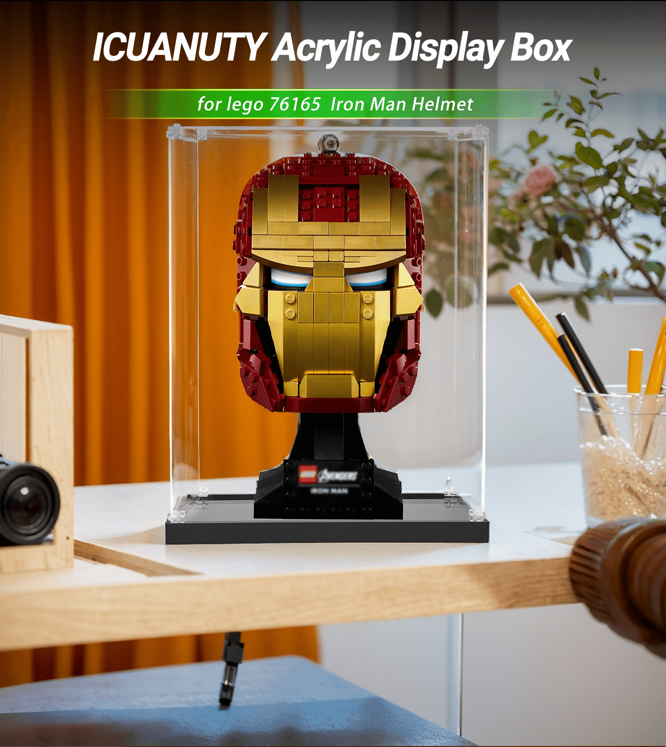 LEGO Marvel Iron Man Bust 76165 Display Case - Clear Acrylic Showcase for Collectible LEGO Sets - Perfect for Home Decor, Office Display & Gift Giving