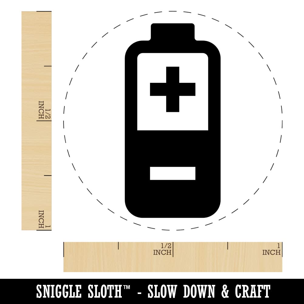 1 Inch Self-Inking Rubber Stamp with Red Ink - Battery Icon Design for Crafting, Planners, Journals & DIY Projects - Perfect for Office, School, and Home Organization